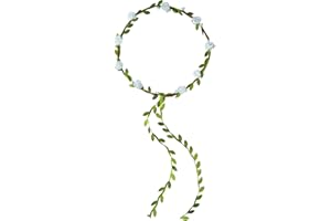PLULON White Flower Crown Headband for Women Flower Crowns Hair Garland Floral Wreath Boho Headpiece for Girls Wedding Festival Hair Accessories
