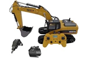 wheelfun US in magazzino, 1/14 HUINA RC Escavatore Metallo 580 2.4G Escavatore Modello Camion Fumo Display A LED Radio Controller Bit Viene fornito con Luce e Suono