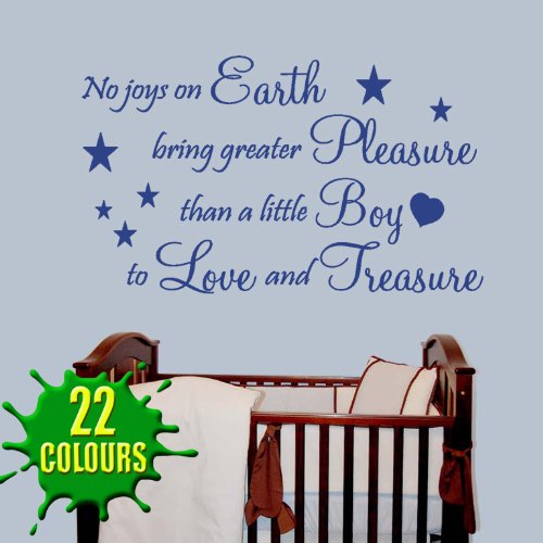 No Joys On Earth Boy - Wall Decal Sticker Quote baby nursery (Medium)