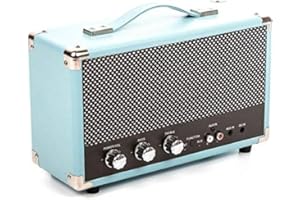 GPO Westwood Retro 25 Watt Speaker with Subwoofer, RCA input, Bluetooth with Retro Grille and Carry Handle - Blue