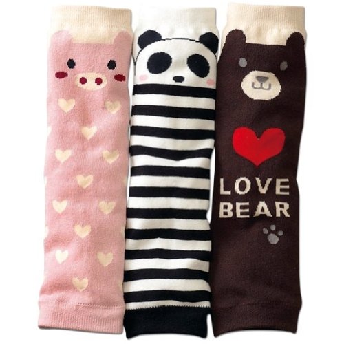 3 Pair Baby Girl CutStriped Pig Heart Panda Bear Leg Warmer