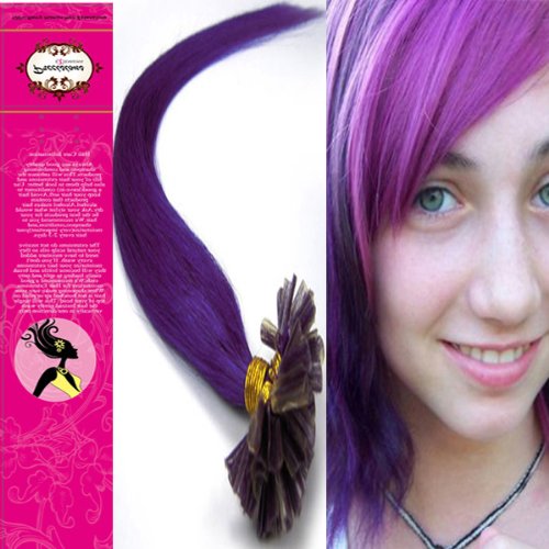 Straight 22'' Pre Bonded Tipped Hair Nail Tip U-tip 100% of Real Remy Human Hair Extensions 100S Lila/Light Purple 0.6g/s Beauty Popular Style