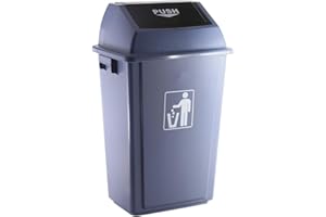 Q-Connect Papelera Contenedor Plástico Con Tapa De Balancín 58 Litros Gris 470x330x760 Mm