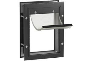 Hakuna Pets Deluxe Haustier-, Katzen- und Hundetür aus Aluminium mit 2-Wege-Verriegelung für Bildschirme, Türen und Wände bis zu 7,1 cm Dicke, klein, schwarz