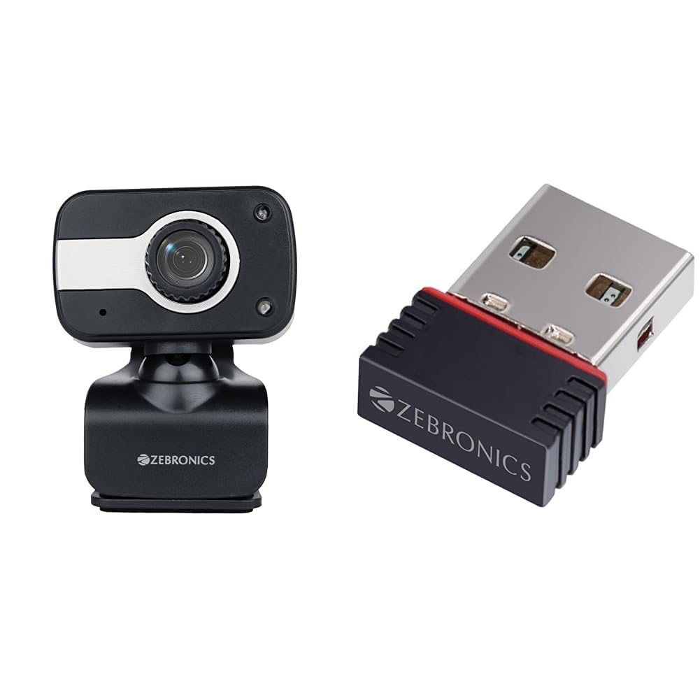 ZEBRONICS Zeb-Crystal Clear Web Camera with 3P Lens,Built-in Microphone,Auto White Balance,Night Vis