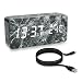 Produktbild kwmobile Wecker Uhr in Marmor-Optik digital - Digitalwecker Anzeige von Uhrzeit Temperatur Datum - Alarm Clock mit USB Kabel in Dunkel mit weißen LEDs