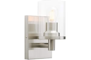 Yosoan Modern Glass Wall Sconce, Cylinder Up Wall Light Fitting for Kitchen, Restaurant, Living Room, Bedroom Bedside (Brushed)