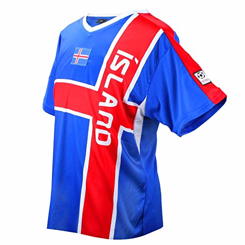 MC-Trend Island Fussball Trikot Blau Rot Mannschaft Weltmeisterschaft UNISEX (L)