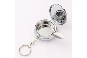 JOY STORE JOY-SKLEP Przenośna popielniczka kieszonkowa, Mini popielniczka ze stali nierdzewnej z brelokiem na popiół do użytku na zewnątrz