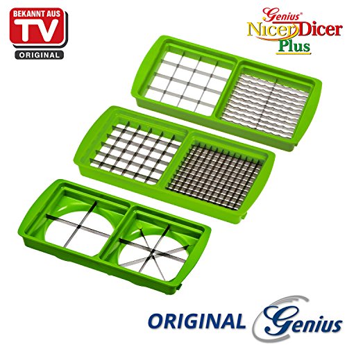 Genius Nicer Dicer Plus | 16 Teile | inkl. Nicer Julietti | Alles-Schneider | Hobeln | Würfeln | Julietti | Spiralen | Vierteln | Bekannt aus TV | NEU Farbe Kiwi - 2