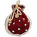 Bagaholics Ethnic Clutch Velvet Potli Batwa Pouch Bag with Metal Beadwork (Maroon) RS.599.00
