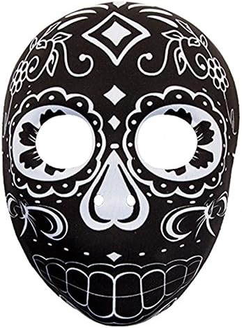 Halloween Fancy Dress - Day of the Dead Skull Moulded Mask - Black with White