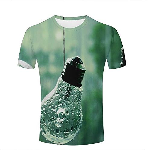 WEIYI BO Mens T-Shirt 3D Print Rainy Day - Lightbulb Short Sleeve T-Shirts Top For Summer Casual Round Neck Couple Tees Tops XXL