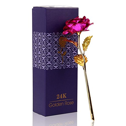 Shree creation 24K Gold Foil Artificial Forever Rose, 10.43x3.94x3.15-inch (Pink)