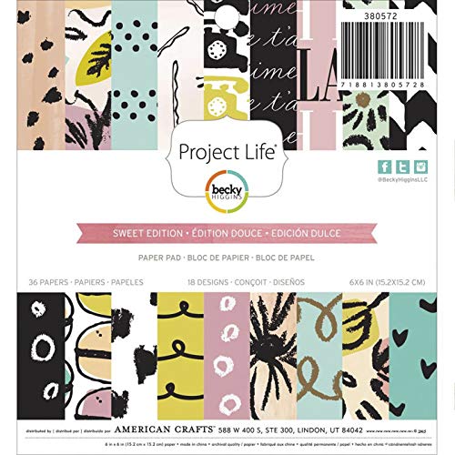 Project Life Papel Sweet Edition Pad, 6 x 6 cm, Multicolor,