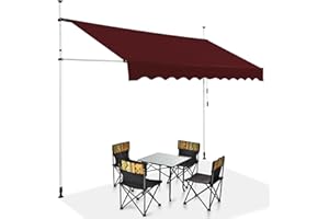 RELAX4LIFE Klemmmarkise 300 cm breit, Markise Balkon ohne Bohren, Höhenverstellbare Balkonmarkise mit Handkurbel, Sonnenschutz für Terrasse Balkon Veranda (300x175cm, Weinrot)