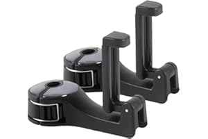 Viilich 2 Haken für Autositze, Universaldrehung, Kopfstütze mit Haken, 360° drehbar, für Einkaufstaschen, Trinkflaschen, Kleidung (schwarz)
