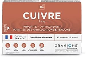Granions® CUIVRE 2 mg - 30 ampoules = 15 jours - Immunité - Antioxydant - Maintien des articulations et tendons - 2 mg de Cuivre - Made in France