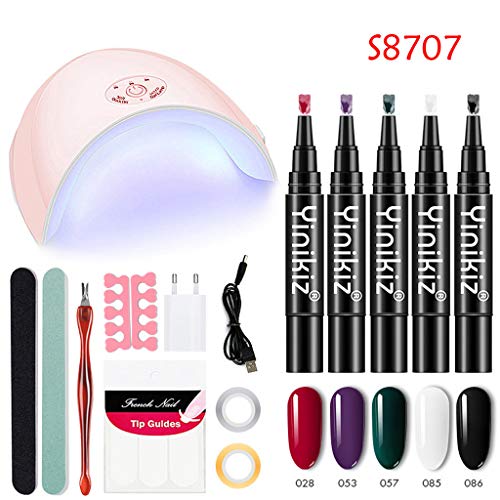DressLksnf Lápiz de Esmalte Semipermanente de Uñas Pluma de Pintauñas de Un Paso de Gel UV/LED para Manicura Profesional Base Coat Top para Nail Art para Salón de Uñas
