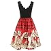 Price comparison product image Hotsellhome New Fashion Womens Ladies Casual Sleeveless V-Neck Christmas Cats Musical Notes Print Vintage Flare Party Dress Xmas Costume Gift (Red, L)