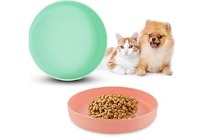 SUEVUT 2 PCS Comederos de Silicona para Gatos, Comedero Gato, Plato para Gatos Poco Profundo Ancho Tazón, Cuencos Comida Seca y Húmeda para Gatos, Perros y Mascotas