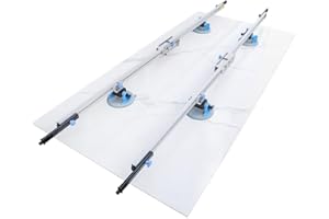 RAIZIDOM Raizi CarriX Verstellbare Schienen 1340-2400mm Teleskop Großformat Fliesenheber Trägersystem mit 4x 200mm weißen Silikon Vakuum Saugkissen