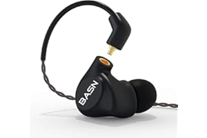 BASN Metalen in-Ear Monitors Headphones,4 Drivers Musicians Noise Isolating IEMs with Deep Bass, Two Detachable MMCX Cables with Case for Singers,Drummers,Bassists(Matt Black)