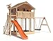 Produktbild Spielturm Baumhaus Bobby Big von Isidor mit XXL Nest-Schaukelanbau, Rutsche, XXL Kletternetz, Sandkasten, und Aufstiegstreppe auf 2,00 Meter Podesthöhe (Nestschaukel-Anbau, orange)