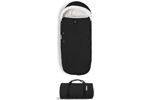 STOKKE BABYZEN YOYO Footmuff, Black - Sherpa Lining & Fleece Hood with Drawstring to Keep Baby Warm - Includes Carrying Bag - Machine Washable