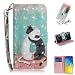 Produktbild HongHushop PU Leder Hülle für Samsung Galaxy S10e Brieftasche Klapphülle Flip Case Schwarz Weiß Katze Design Ledertasche Schutzhülle Stand Magnetverschluss Handyhülle für Samsung Galaxy S10e