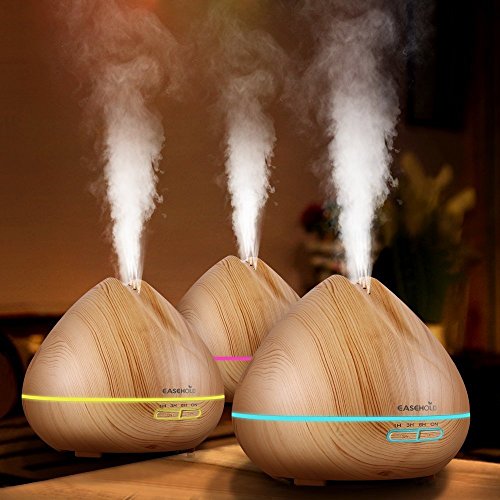 EaseHold Aroma Diffuser 400ML Leise Kalten Nebel Luftbefeuchter Ultraschall Oil Düfte Humidifier Holzmaserung LED mit 7 Farben Elektrisch Duftlampe Humidifier LED Licht für Babies Kinder Haus Yoga Schlafzimmer Wohnzimmer Büro Duftlampe (400ml, Gelb) - 3