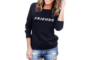 QTUN Sudadera Friends Mujer Serie Sin Capucha Casual Pullover Hip Hop Danza Camisetas Mejores Amigas Manga Larga Cuello Redondo Otoño Invierno Primavera para Gemelos Hermanas Hoodie Camisas Top Streetwear