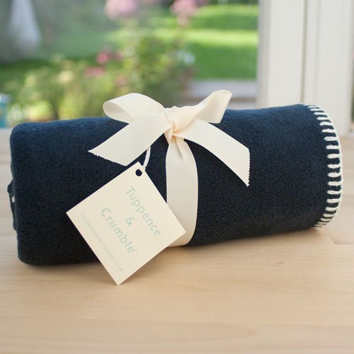 Tuppence and Crumble soft fleece Baby Blanket Navy