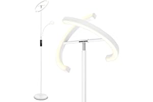 FIMEI Floor Lamp, Reading Standing Lamp, Stepless Dimming & 4 Colour Temperatures, Remote & Touch Control, Modern Standing Light for Living Room, Bedroom, Office (White)