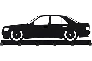 BENTATEC Schlüsselbrett Mercedes Benz W201 E190 Car Oldtimer Optik schwarz - 6 Haken Garderobe Schlüsselboard Hakenleiste Dekoration