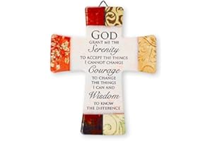 CATHOLIC GIFT SHOP Porcelain Cross with Serenity Prayer GIFT SET INCLUDES A LOURDES PRAYER CARD