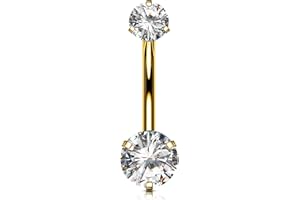 OUFER Body Piercing Internally Titanium Belly Button Bars 10/12/14/16mm Belly Bars 14G Extra Long Navel Piercing Jewellery Gold Navel Bars Belly Button Piercing Jewellery