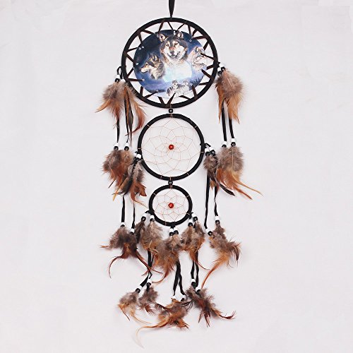 Lingstar hermoso hecho a mano adorno para colgar de Atrapasueños Wolf totem-wolf