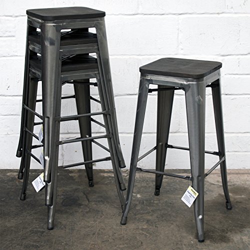 Home Bar Furniture Barstools Marko Furniture Set of 4 Steel Metal