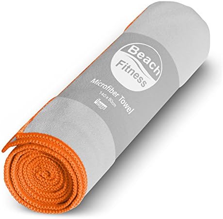 Microfibre Beach Travel Towel Swim Towel Quick Dry Towel 140x80cm For Travel Swim Camping Gym Golf Fitness Hiking Yoga Pilates Bath Shower Sports Super Absorbent Lightweight Compact Smooth Grey Orange