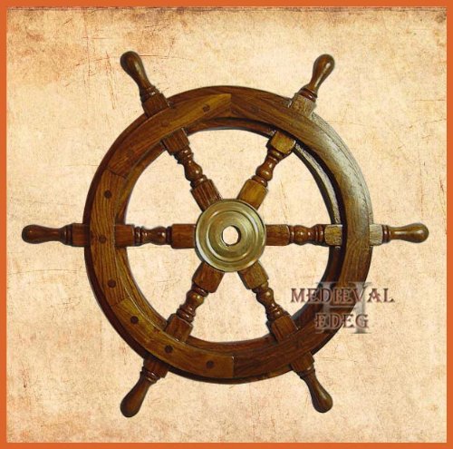 Maritime Decorative Ship Wheel - Handmade Hard-wood Ship Wheel 18 inch by casanova nauticals