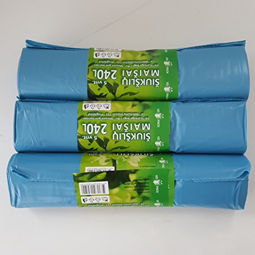 Bolsas de Basura 120L 160L 240L Resistente Bolsas de Basura Con Cordón Bin Liner Muy Resistente y Fuerte por Soncare (240L)