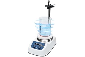 ONiLAB 280 ℃ 5 Inch LED-Digital-Magnetrührer mit Heizplatte und keramikbeschichteter Edelstahl-Arbeitsplatte, 200-1500 U/min, Temperatursondensensor, Ständer und Rührstab im Lieferumfang enthalten