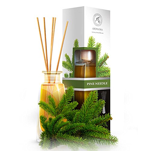 Raumduft Reed Diffuser FICHTENNADELN / PINE NEEDLE 100ml, mit stäbchen, mit naturreinem ätherischen Fichtennadelöl, intensiv und langanhaltend natürliche Raumdüfte, 0% Alkohol, Raumduft-Set zum Aromatisieren der Innenraumluft fur Raum, Küche, Baden, Zuhausem, Büro, Boutique, SPA, Fitnessclub, Restaurant, Aromatherapie, best fur natural aroma Lufterfrischer und Raumerfrischer, Glas, von AROMATIKA (100ml)