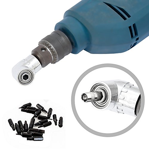 SYCEES 105° Winkelschrauber Vorsatz Adapter mit 1/4 Zoll Schnellwechsel- und magnetischen Bit Halter Winkelschraubendreher Winkelgetriebevorsatz Winkelbohrmaschine - 2