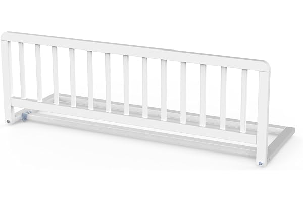 Geuther Barrière De Lit – Barrière De Sécurité Enfant Lit en Bois De Hêtre – Barrière Lit Bébé – Barrière De Lit Adulte – Barrière Pliable Solide Et Esthétique (White, 110x38 cm)