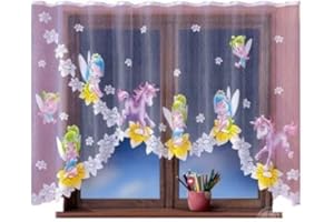 HOME DEKORATOR HomeDekorator® Vorhang Gardine mit Kräuselband Kinderzimmer Kindergardine Junge Mädchen Weiß 300 cm Extra Breit Dschungel Motiv Scheibengardine Kurzgardine Transparent Kurz Durchsichtig Universalband…