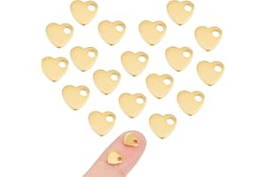 UNICRAFTALE 20 pièces 304 breloques en Acier Inoxydable Pendentifs Coeur Doré Petit Trou Charmes pour Colliers Bracelets Fabrication de Bijoux 6x7x1.5mm, Trou 1.6 mm