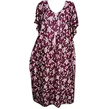 Indiatrendzs Women Kaftan Nighty Satin Floral Printed Summer Sleepwear Maxi Dress Plus Size