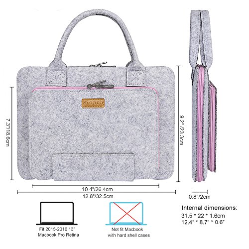 Ropch 13 3 Zoll Laptoptasche Filz Tasche H  lle Schutztasche f  r MacBook Pro  - Grau   Rosa